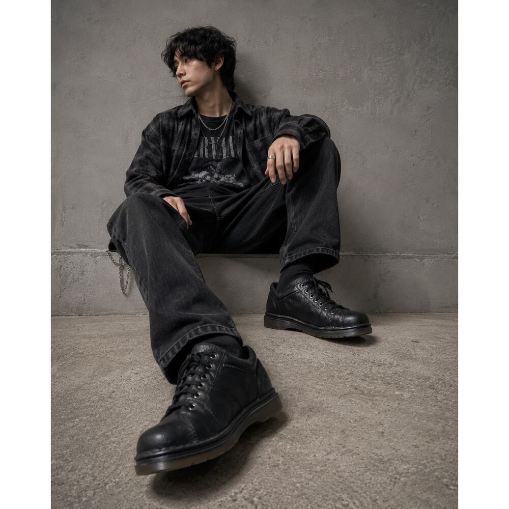 VTG Dr. Martens Men's Oxford Shoes US 12 Black AW004 Leather Lace Up Streetwear